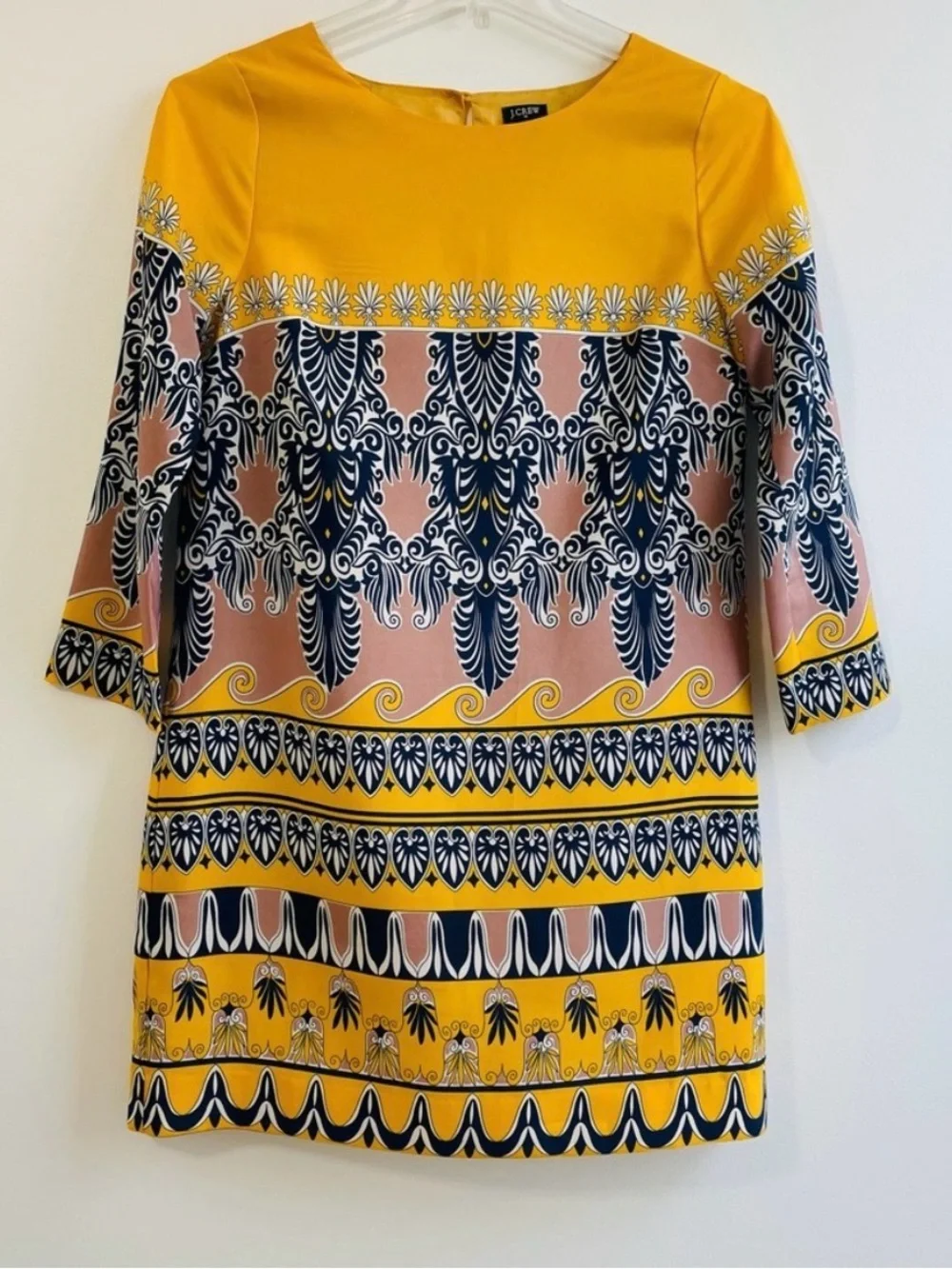 J.Crew Jules Printed Silk Scroll Motif Shift Dress, Size 14